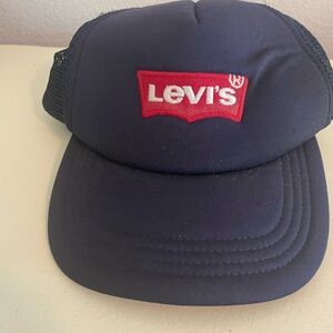 Levi's Navy Blue Red Embroidered Baseball Cap Men Snap Back Hat One Size